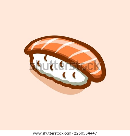 salmon fish nigiri sushi illustration concept in cartoon style