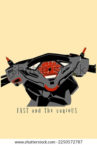 Fast and the various, this design of scooter matic Motorcycle design. Fast is the main character of this design, is perfect for apparel design and T-shirt print or brand and logo community and company