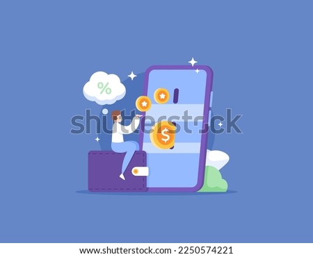 the concept of cashback. return on investment. a user or customer earns points from deposit and payment transactions. payment bonuses, royalty programs, and rewards. illustration concept design Royalty-Free Stock Photo #2250574221