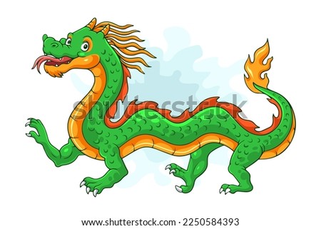 Cartoon chinese dragon on white background