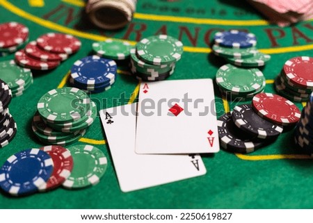 poker game concept on green table