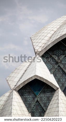 Close up of Al-Jabbar floating mosque in Bandung. Modern floating mosque. New architecture. Geometry design.