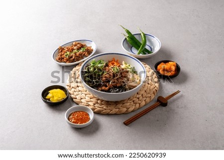 Korean food Korean dishes Bulgogi Bibimbap Royalty-Free Stock Photo #2250620939