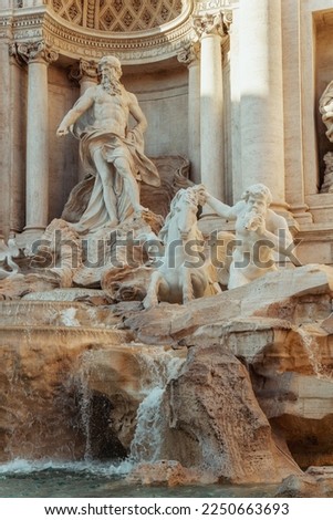 The beautiful horse and statue of the Trevi Fountain  Royalty-Free Stock Photo #2250663693