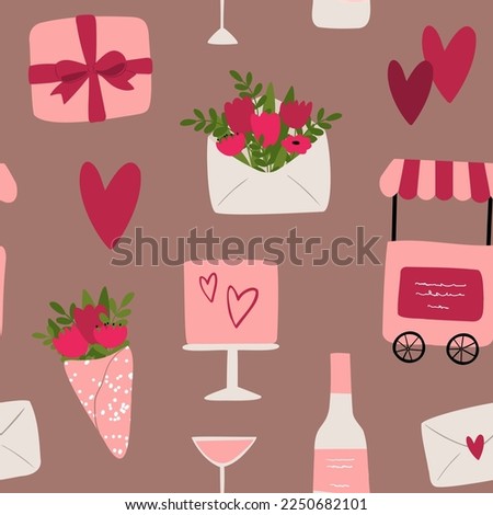 valentines day seamless pattern, heart digital paper, couple love clipart, valentines day party clip art, Vector illustration in flat cartoon style.