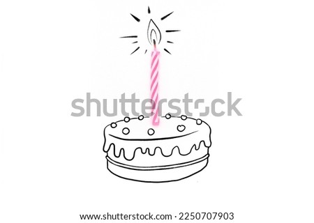 blue pink birthday candle on a white background