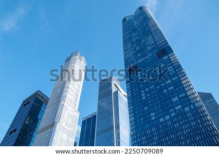 Glass skyscrapers, building facades, minimalistic cityscape, modern architecture