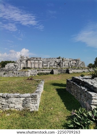 Maya Ruinas Tulum, sunny day in Mexico.