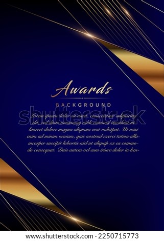 Blue Golden Side Corner Design Award Background. Trophy on Luxury Background. Modern Abstract Design Template Wedding and Marriage Card. Engagement Invitation Card. A4 Letter Size Certificate Design.  Royalty-Free Stock Photo #2250715773