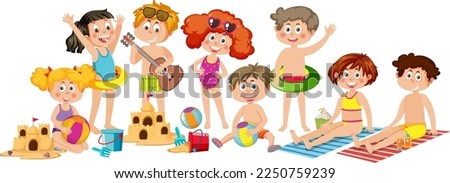 A group of summer kids illustration