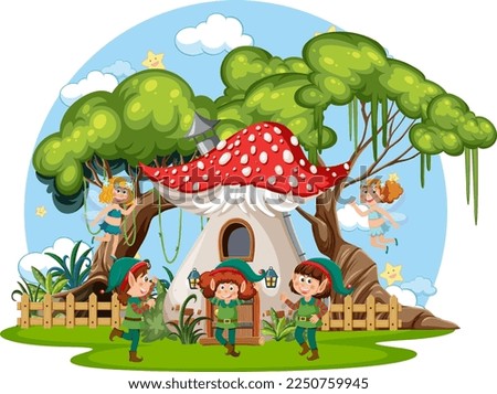Fairytale house in cartoon style illustration