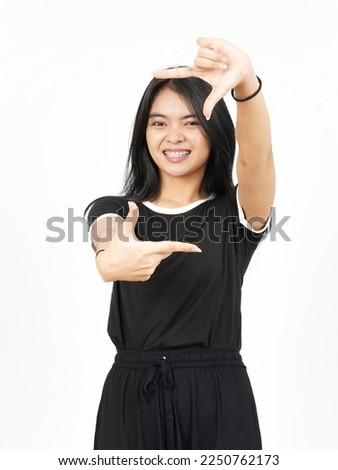 Make Frame With Finger Of Beautiful Asian Woman Isolated On White Background