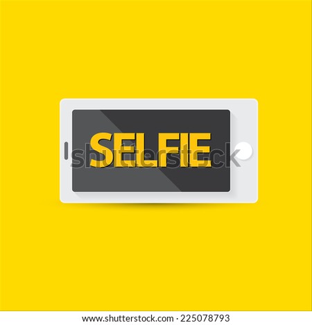 Taking Selfie Photo on Smart Phone concept on orange background. vector illustration