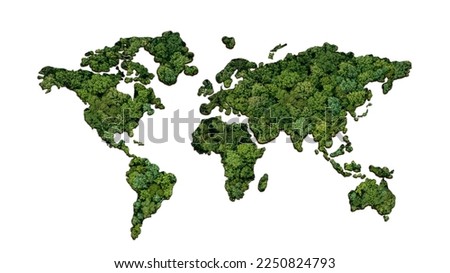 Earth is isolated on white background. world map green planet Earth Day or environment day Concept and ecology and environment sustainable concept. Royalty-Free Stock Photo #2250824793
