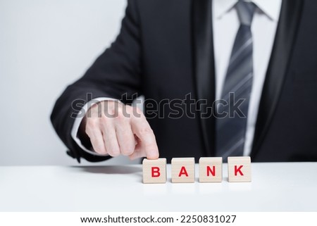 Wooden blocks with word bank, business loan credit bank concept