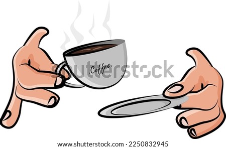 Hands holding a cup of coffee and a saucer