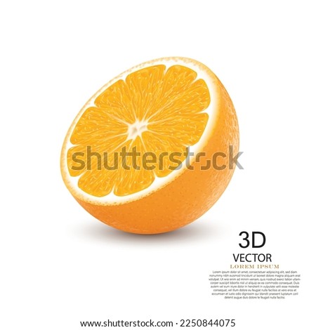 Half of fresh orange fruit isolated on the white background.realistic fruits design template vector illustration. Royalty-Free Stock Photo #2250844075