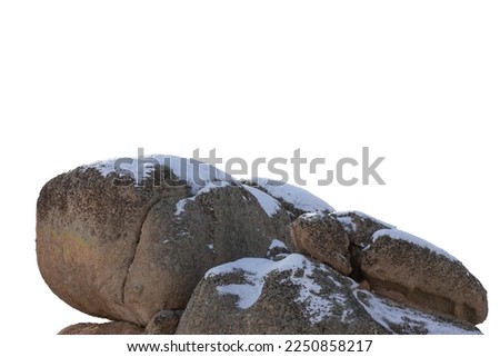 snow capped rock isolated on white background with clipping path. Royalty-Free Stock Photo #2250858217