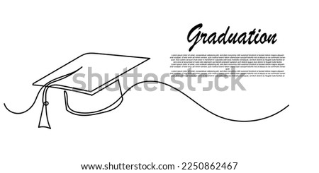 continuous line graduation cap.one line drawing of graduation cap.university graduation sign isolated white background Royalty-Free Stock Photo #2250862467