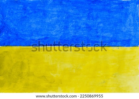 Flag of Ukraine painted with watercolors on cardboard.