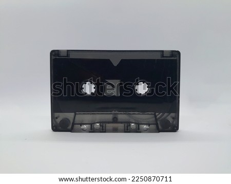 black cassette tape on a white background