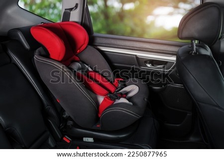 empty safety seat for baby or child in a car Royalty-Free Stock Photo #2250877965