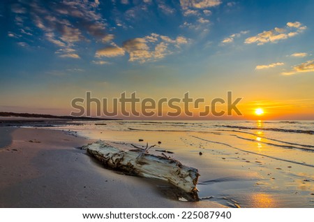 Baltic sea sunset coastline near Riga