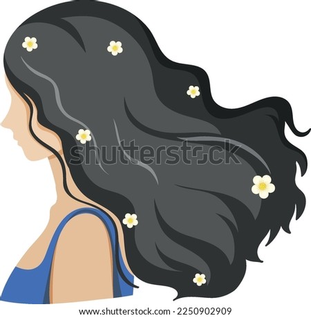 Woman with beautiful long hair illustration