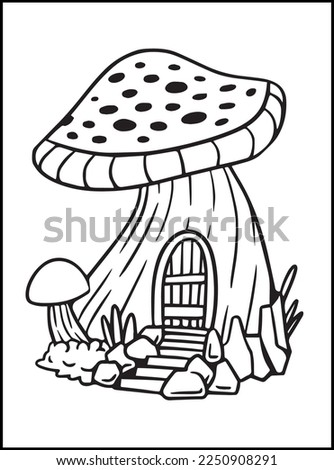 Mushroom House Coloring Pages for kids
