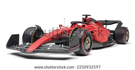 F1 3d race car icon transport jet logo sport auto racing symbol concept art design template vector isolated red black turbo jet power hybrid white background race single seater Royalty-Free Stock Photo #2250932597