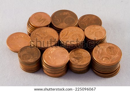 Coin stacks of Euro cents