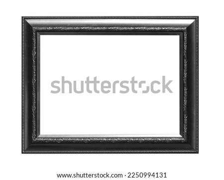 Old wooden photo frame, abstract isolated white background