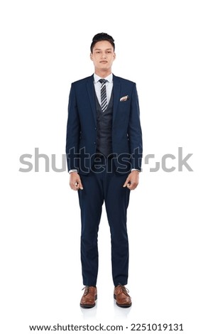Asian, businessman or portrait on isolated white background for about us, profile picture or corporate ID. Worker, employee or intern on marketing mockup, advertising space or studio backdrop mock up
