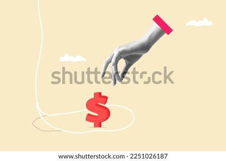 businessman hand trying to reach money trap with dollar sign