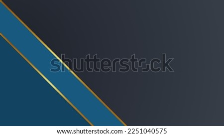 Best vector illustration background with golden border wallpaper design using geometric shapes and blue colour 