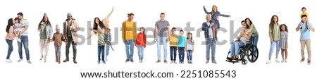 Group of happy families on white background Royalty-Free Stock Photo #2251085543