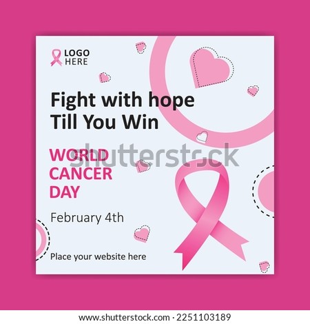 World cancer day 4 February social media post vector template