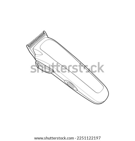 Hair clipper machine line art style. Hairdresser professional tool. Vector line art illustration isolated for coloring book. 
