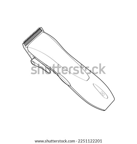 Hair clipper machine line art style. Hairdresser professional tool. Vector line art illustration isolated for coloring book. 
