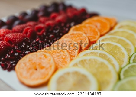 fresh fruits neatly arranged on the table