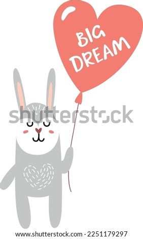 Big dream balloon with cute baby rabbit character