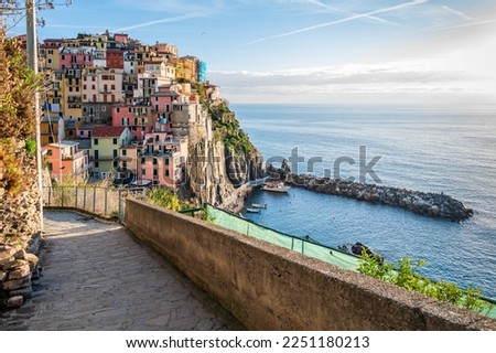 Townscape of Manarola, beautiful village in the Cinque Terre, an Unesco World Heritage Site in Italy