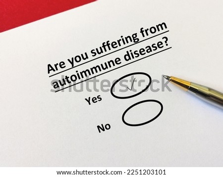 A person is answering question about illness. She is suffering from autoimmune disease Royalty-Free Stock Photo #2251203101