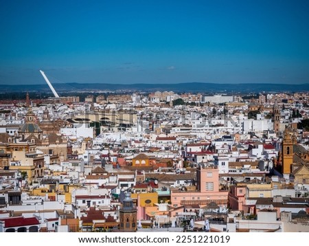 View of Seville from La Giralda with Alamillo Bridge in the Background