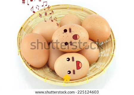 Eggs on Basket Isolated And White Background