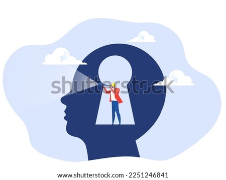 Business vision concept, businessman using telescope to look into the distance Self-discovery , Positive Psychology and Self Awareness Royalty-Free Stock Photo #2251246841