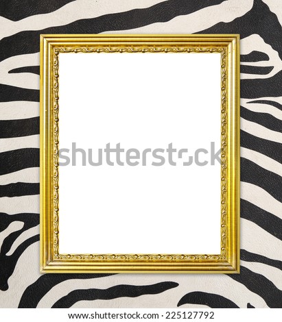 blank golden frame  with zebra texture background