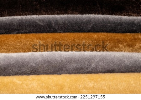 Artificial fur close-up several types layout Royalty-Free Stock Photo #2251297155