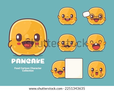 pancake cartoon. food vector illustration with different expressions