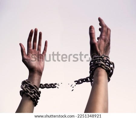 Close up jail law danger addict young sad guy ask god power joy help drug aid victory life. Closeup mental pain lady win sin limit old bind iron steel metal lock raise restrain will kidnap trap arrest Royalty-Free Stock Photo #2251348921
